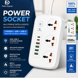 Multiprise 3 Prises + USB & USB-C 20W Charge Rapide Sécurisée
