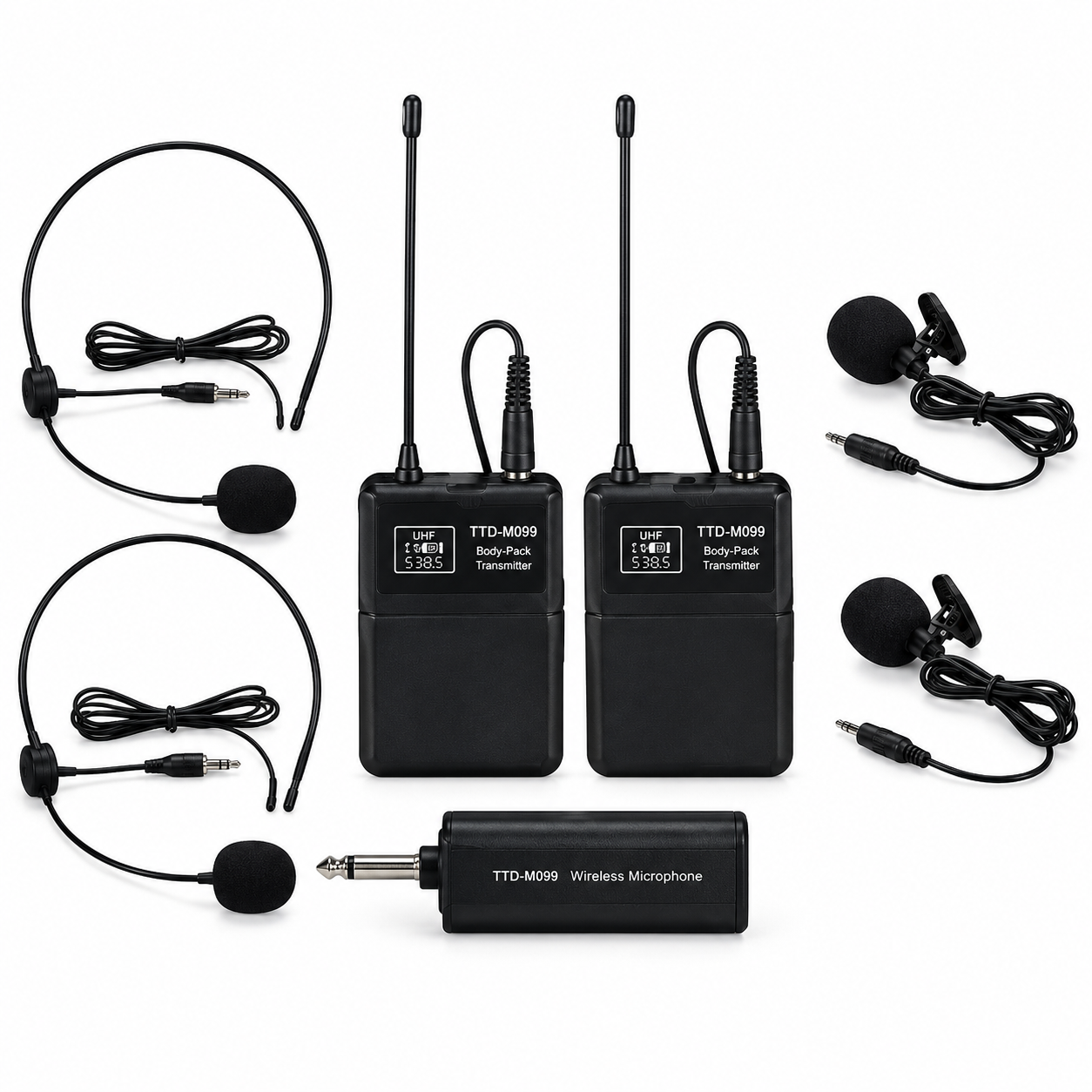 Microphone Sans Fil UHF TTD-M099 2 Émetteurs 4 Micros