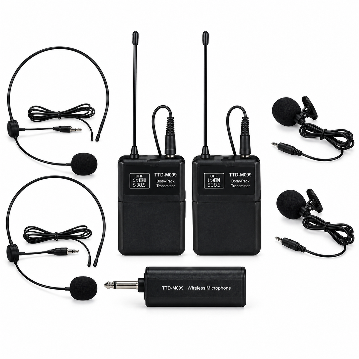 Microphone Sans Fil UHF TTD-M099 2 Émetteurs 4 Micros