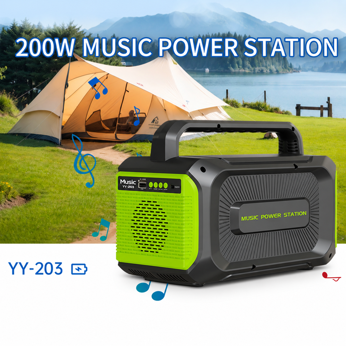 Station d'Énergie Portable YY-203 200W avec Bluetooth & FM