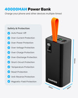 Power Bank MORBEST 40000mAh | Charge Rapide 22.5W avec 5 Ports USB & Type-C