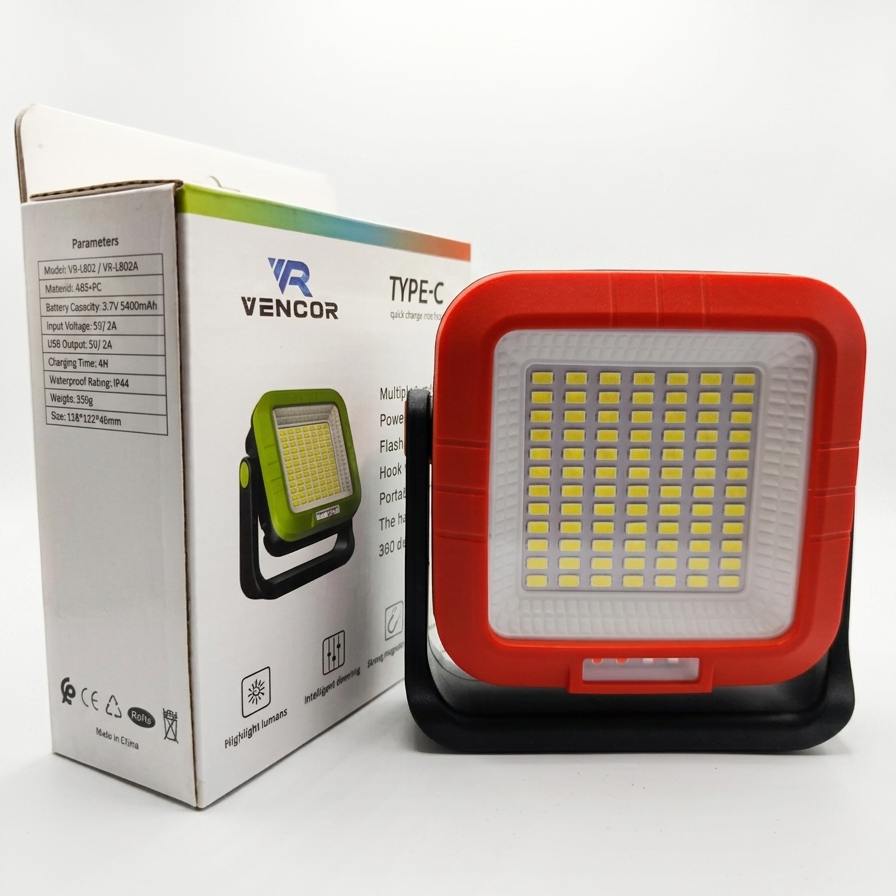Projecteur LED Rechargeable 1300 Lumens 5400mAh Étanche IPX4