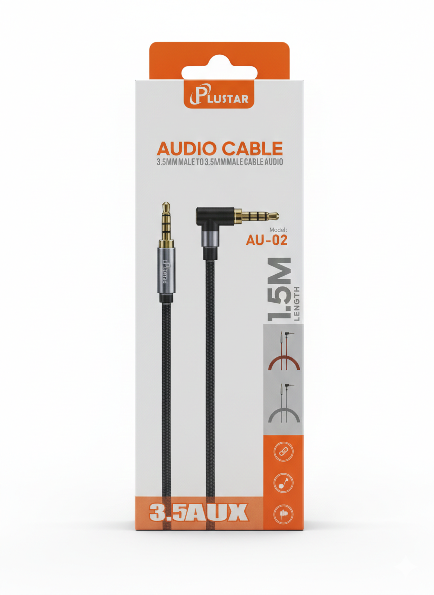 Câble Audio Plustar AU-02  1.5M avec Connecteur Coudé