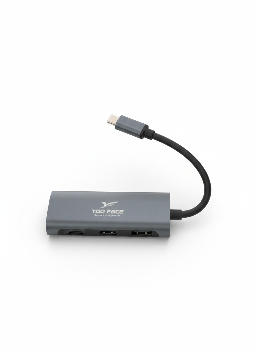 Hub USB-C 4-en-1 YOO FACE Haute Vitesse pour PC et Mac