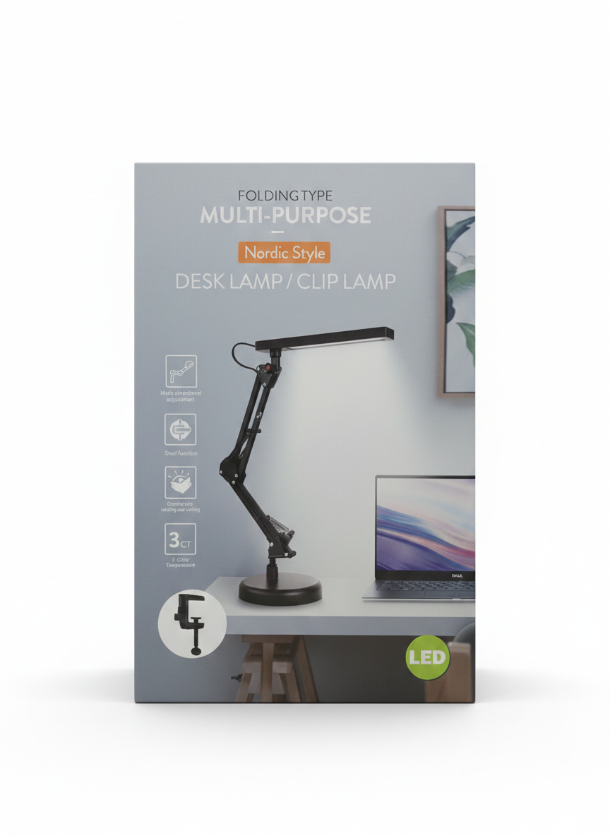 Lampe de Bureau LED Multi-usage Style Nordique avec Pince et Socle