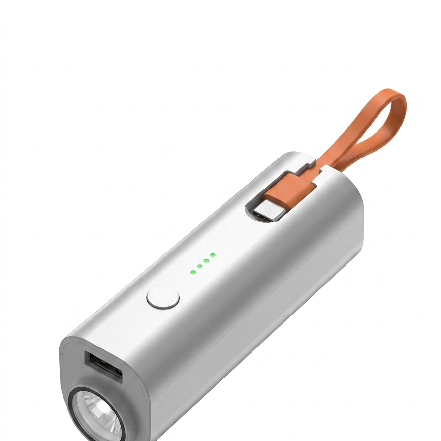 Power Bank 5000mAh avec Câble Type-C et Lampe LED Compacte