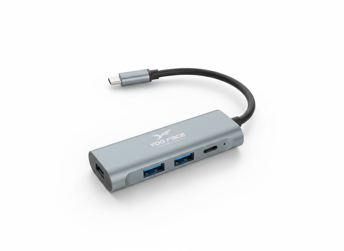 Hub USB-C 4-en-1 YOO FACE Haute Vitesse pour PC et Mac
