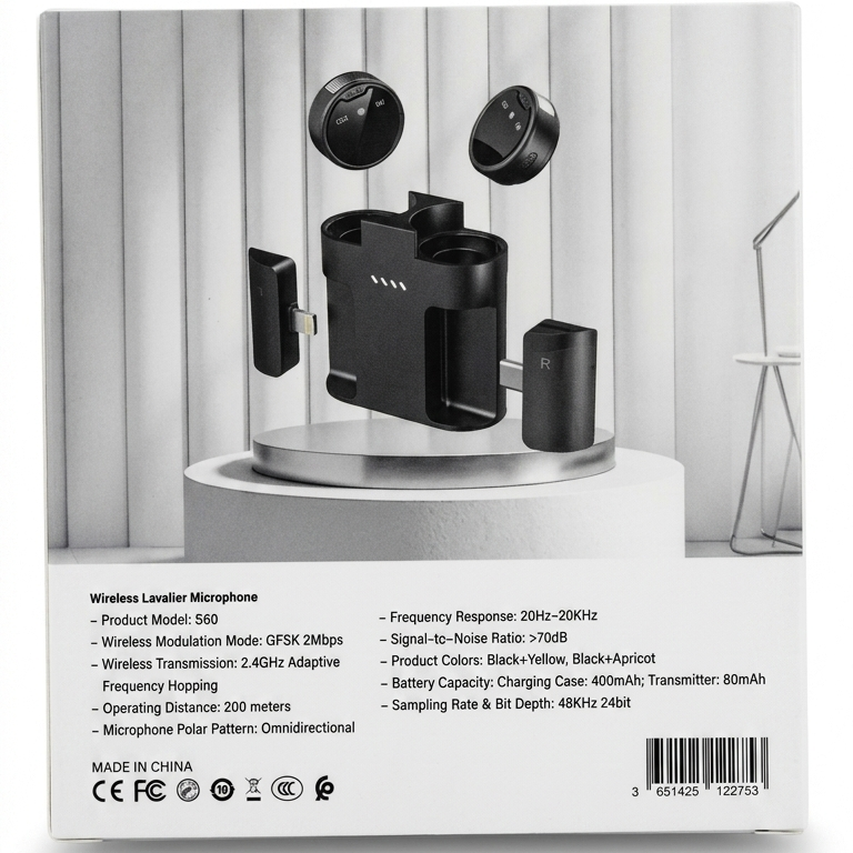 Micro Cravate Sans Fil S60 Lightning & Type-C pour Smartphone