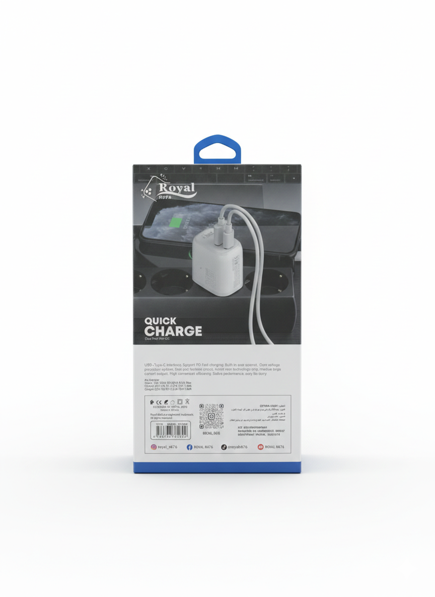 Chargeur Rapide Royal R676 CR-20W GaN avec Câble USB-C