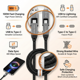 Câble Charge Rapide 4 en 1 CB14 100W Type-C Lightning USB