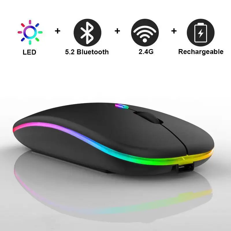 Souris Optique Rechargeable RGB USB et bluetooth avec 4 Boutons – 1600DPI