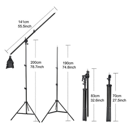 Ensemble d'éclairage Softbox (Softbox + Trépied + Perche, 4 Entrées pour Lampes)