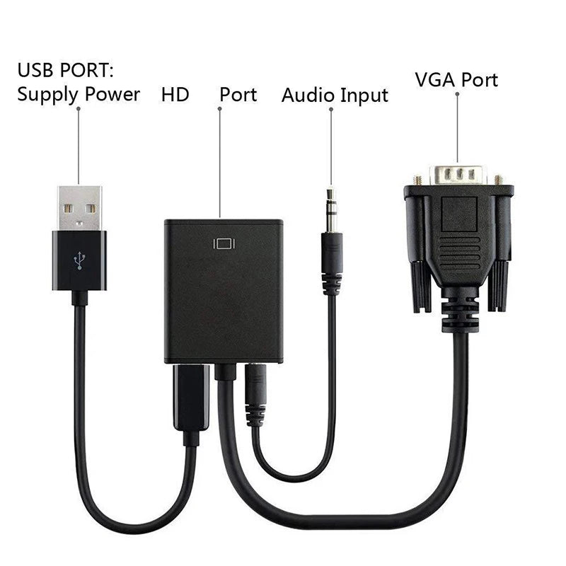 محول 1080P VGA + صوت إلى HDMI