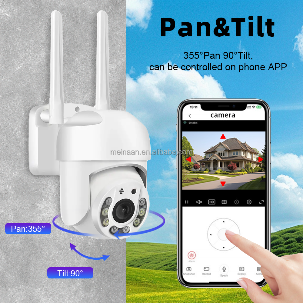 Caméra Surveillance WiFi 3K 360° Extérieure Vision Nocturne