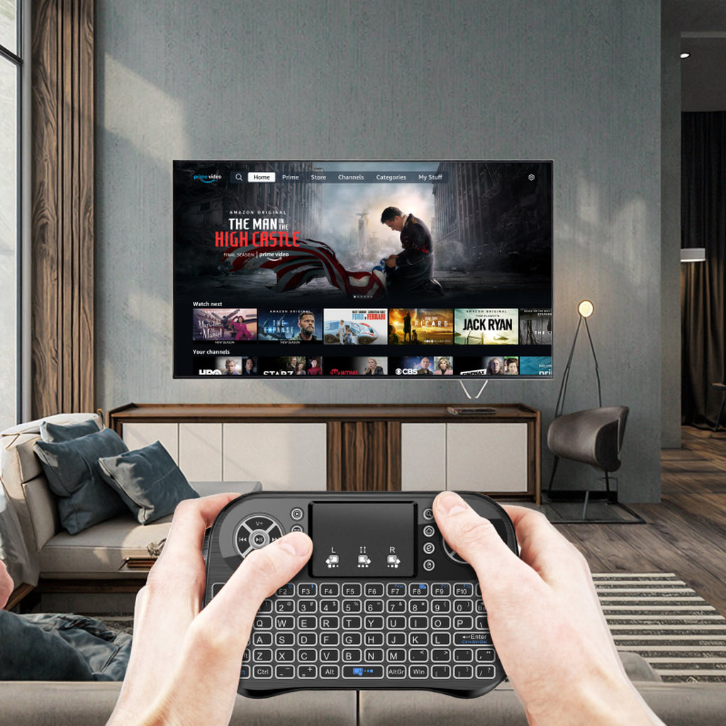 Mini Clavier Sans Fil I10 2.4GHz RGB avec Air Mouse et Pavé Tactile