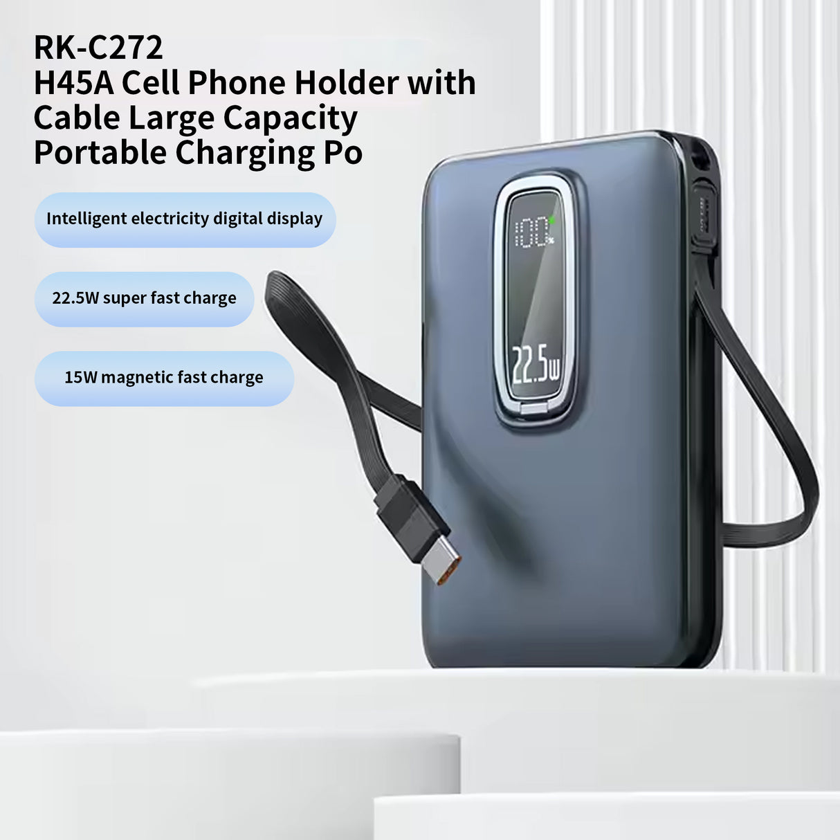 Power Bank Magnétique PD20W avec Charge Sans Fil 15W
