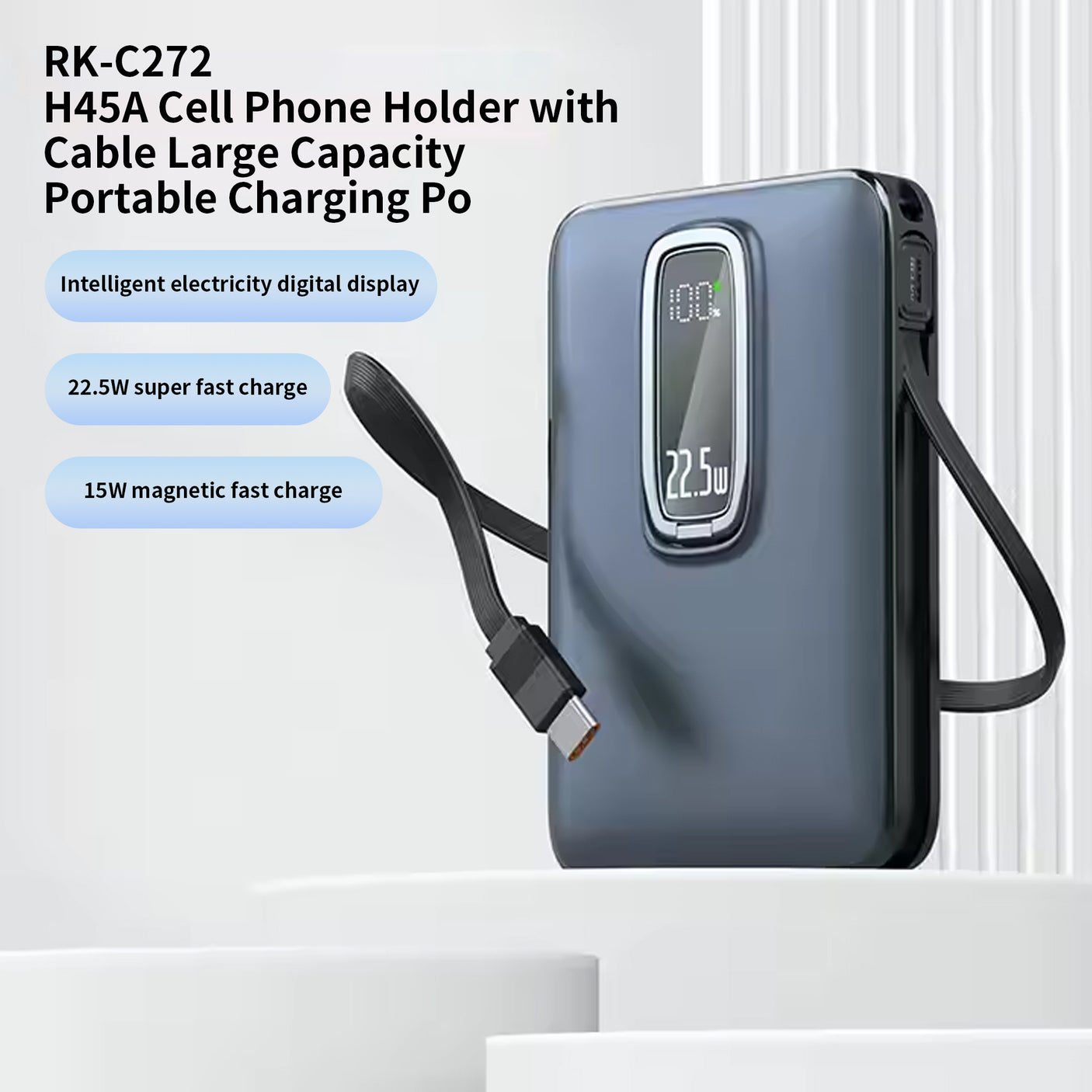 Power Bank Magnétique PD20W avec Charge Sans Fil 15W