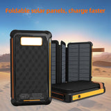 Powerbank Solaire 10000mAh | 4 Panneaux Solaires Pliables | Résistant à l’Eau & Chocs avec Lampes LED SOS