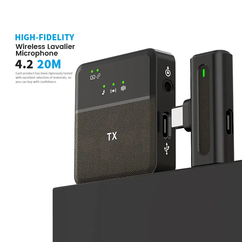 Micro-Cravate Sans Fil SX8 Lavalier pour Smartphone iOS & Type-C