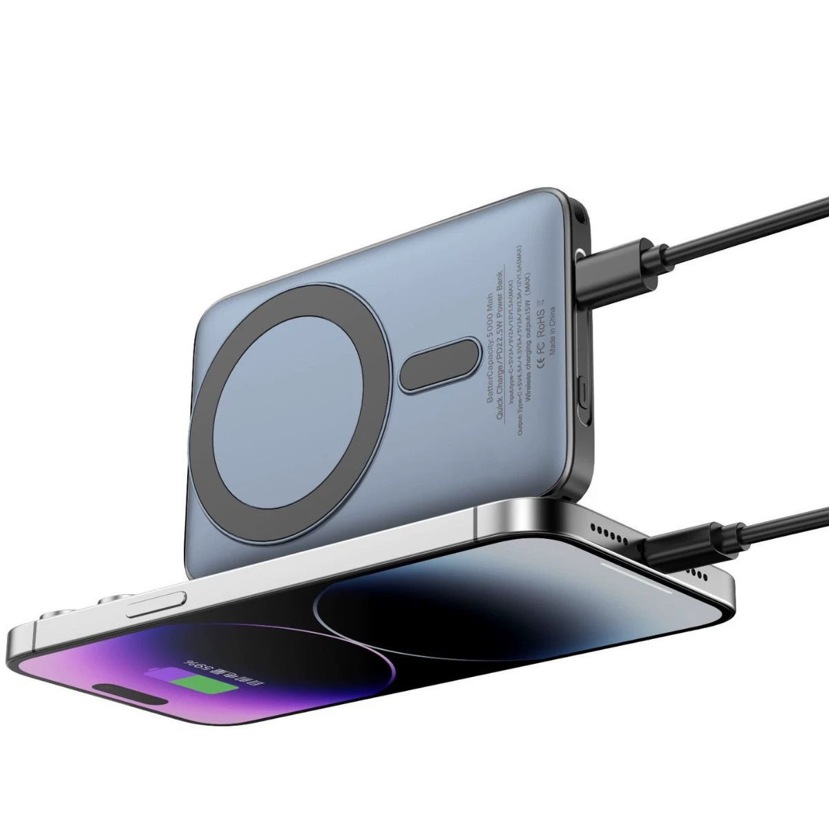 Power Bank Magnétique PD20W avec Charge Sans Fil 15W