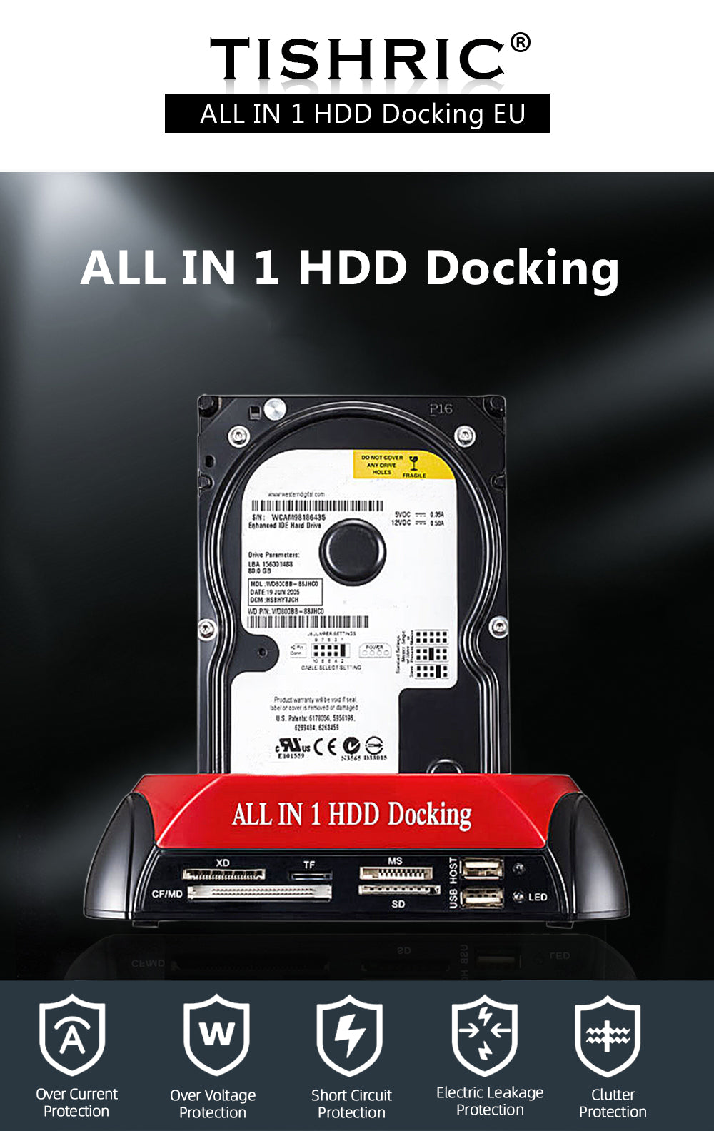 Station d'accueil HDD tout en 1, USB 2.0 vers SATA IDE