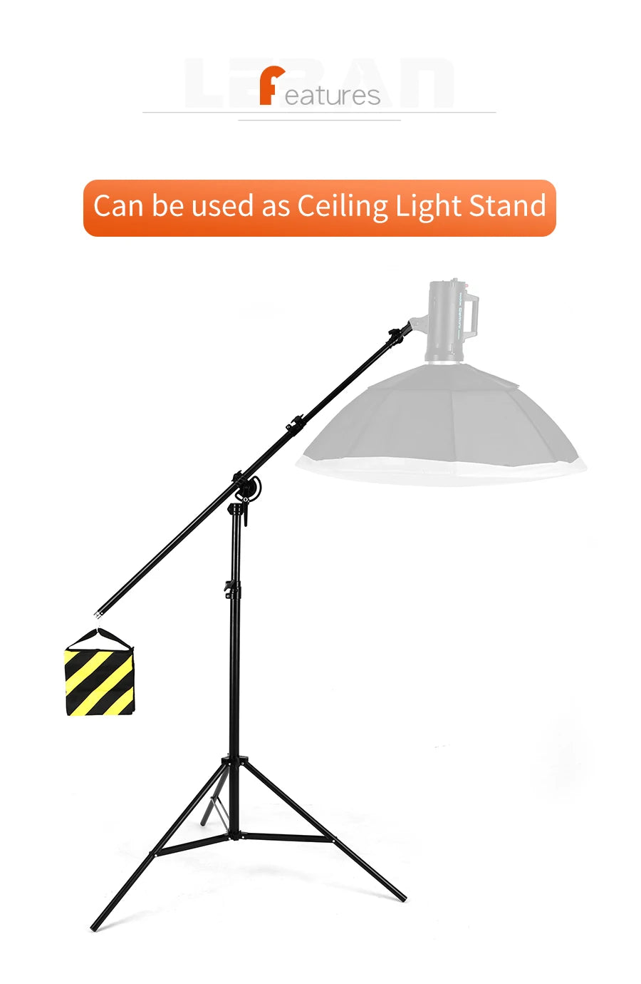 Support de lumière professionnel avec bras de flèche réglable