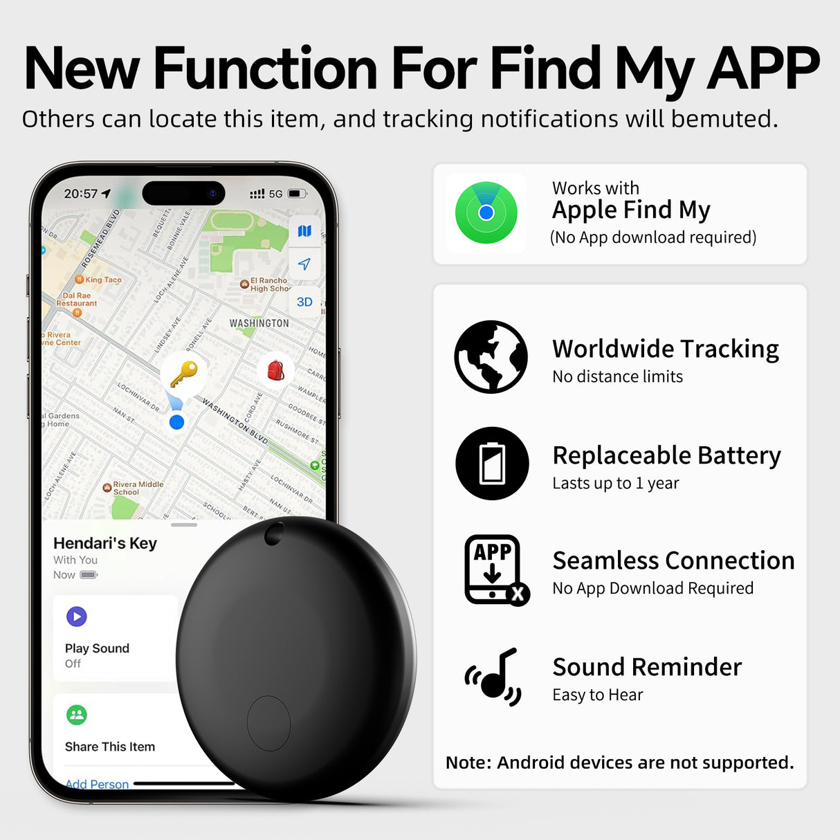 GPS Tracker Apple Find My Anti-Perte pour Clés, Sac et Valise