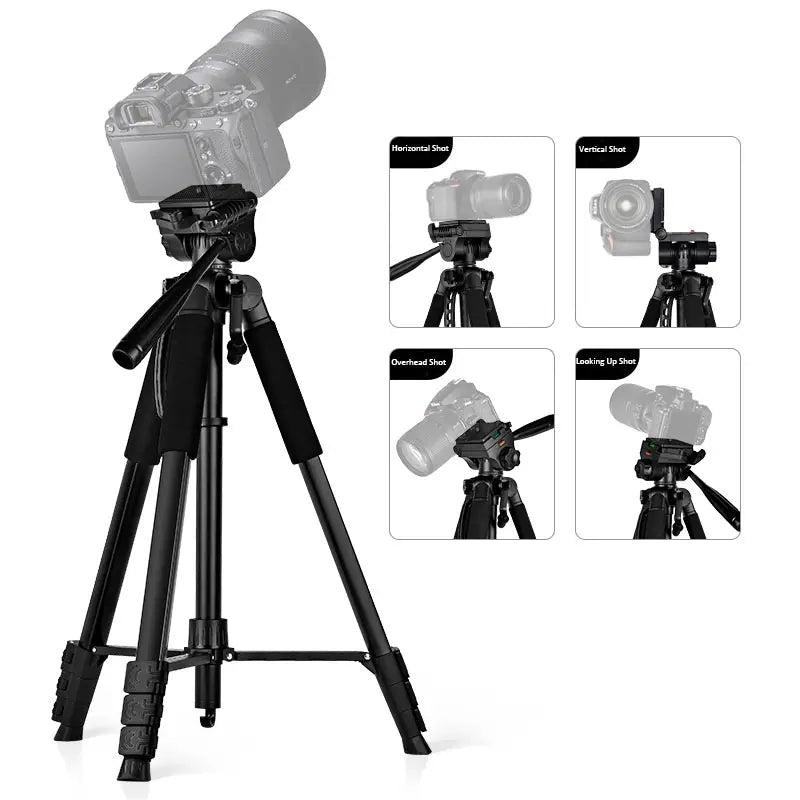 Trépied Smartphone 1,62m 360° pour Téléphone, Caméra & Ring Light