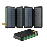 Powerbank Solaire 10000mAh | 4 Panneaux Solaires Pliables | Résistant à l’Eau & Chocs avec Lampes LED SOS
