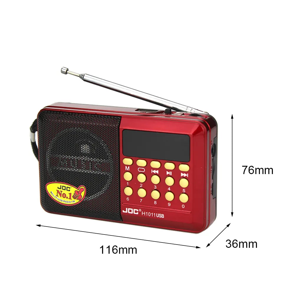 راديو رقمي قابل للشحن JOC H1011BT - FM، USB، TF، DSP، قرآن 60 حزب