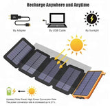 Powerbank Solaire 10000mAh | 4 Panneaux Solaires Pliables | Résistant à l’Eau & Chocs avec Lampes LED SOS