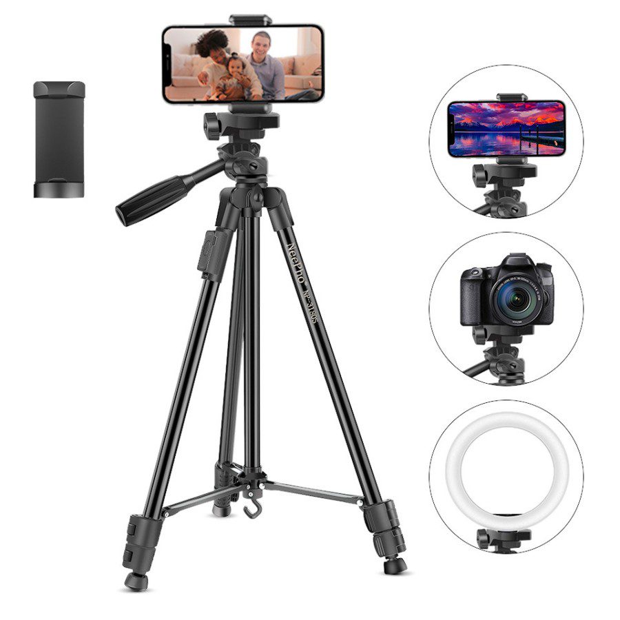 Trépied Neepho NP3180S 130cm avec Télécommande Bluetooth pour Smartphone & Caméra