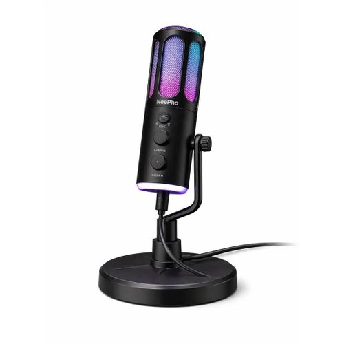 Microphone USB NeePho NP-M01 avec Réduction de Bruit ANC et LED RGB