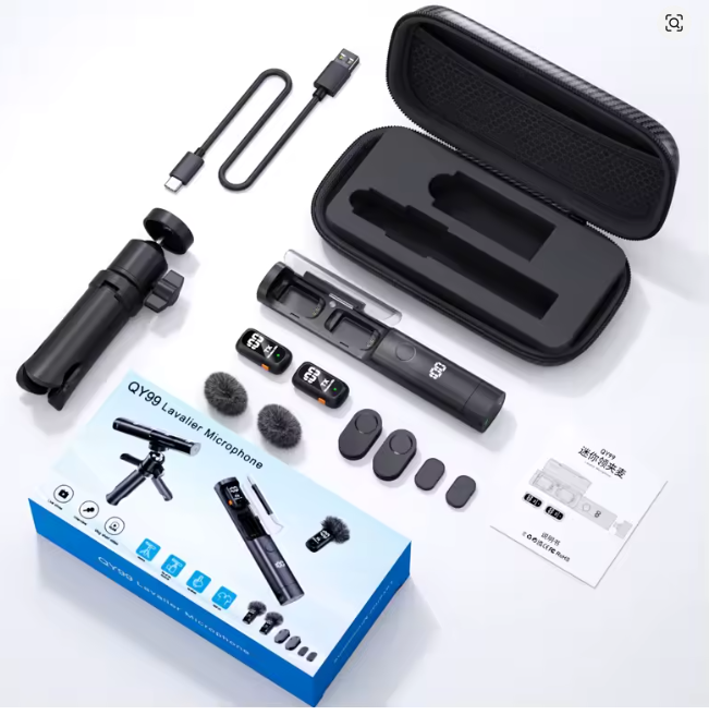 Micro Cravate Sans Fil QY99 avec Boîtier de Charge
