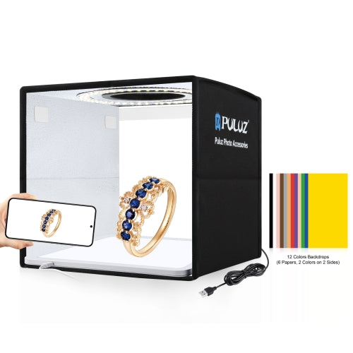 PULUZ – Boîte à Lumière Pliable 25cm pour Studio Photo avec 6 Fonds de Couleur et Éclairage LED