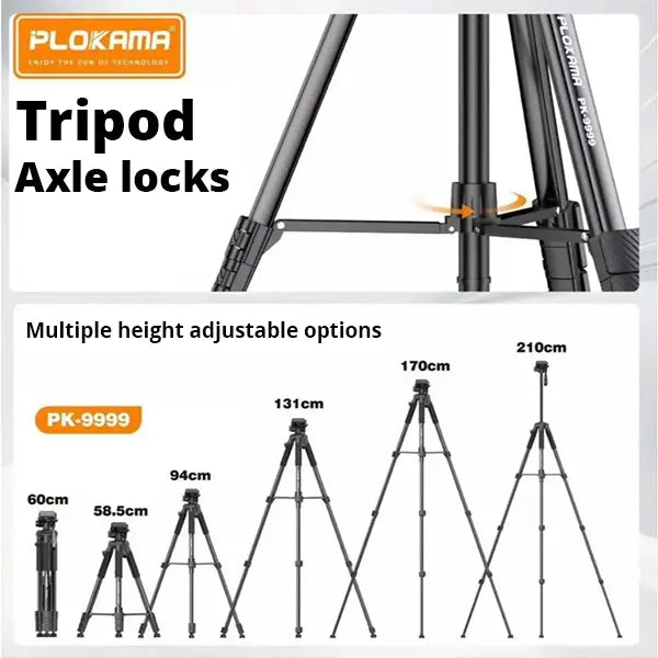 Trépied Caméra 2,1 m PLOKAMA PK-9999 avec Support Smartphone