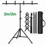 Support de Fond Photo en T Métal 2 × 2 m