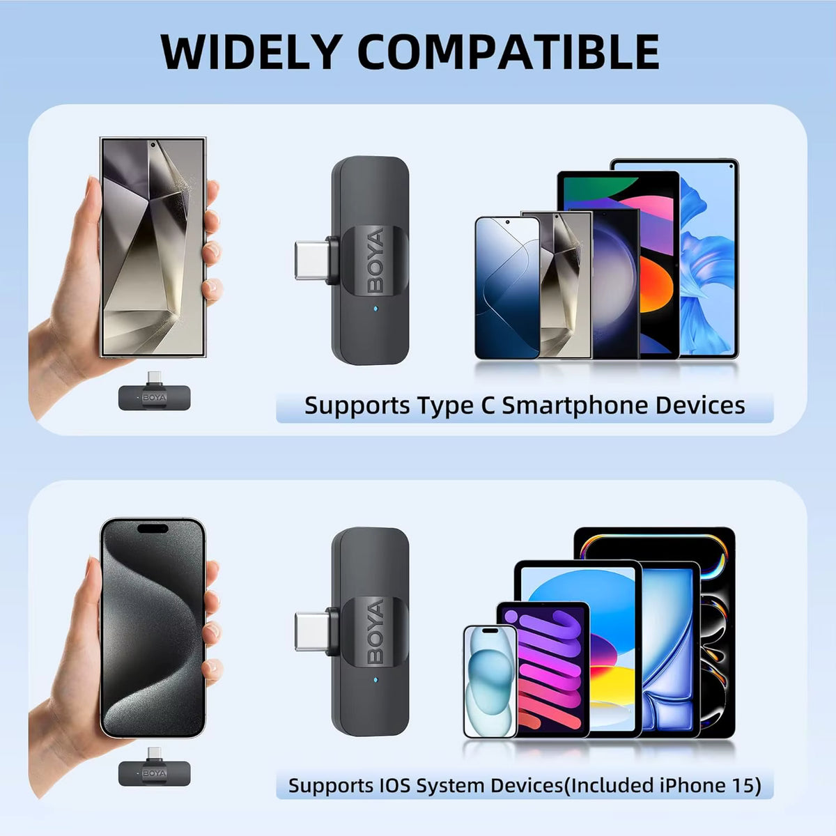 Microphone Sans Fil BOYA BY-V20 Double USB-C