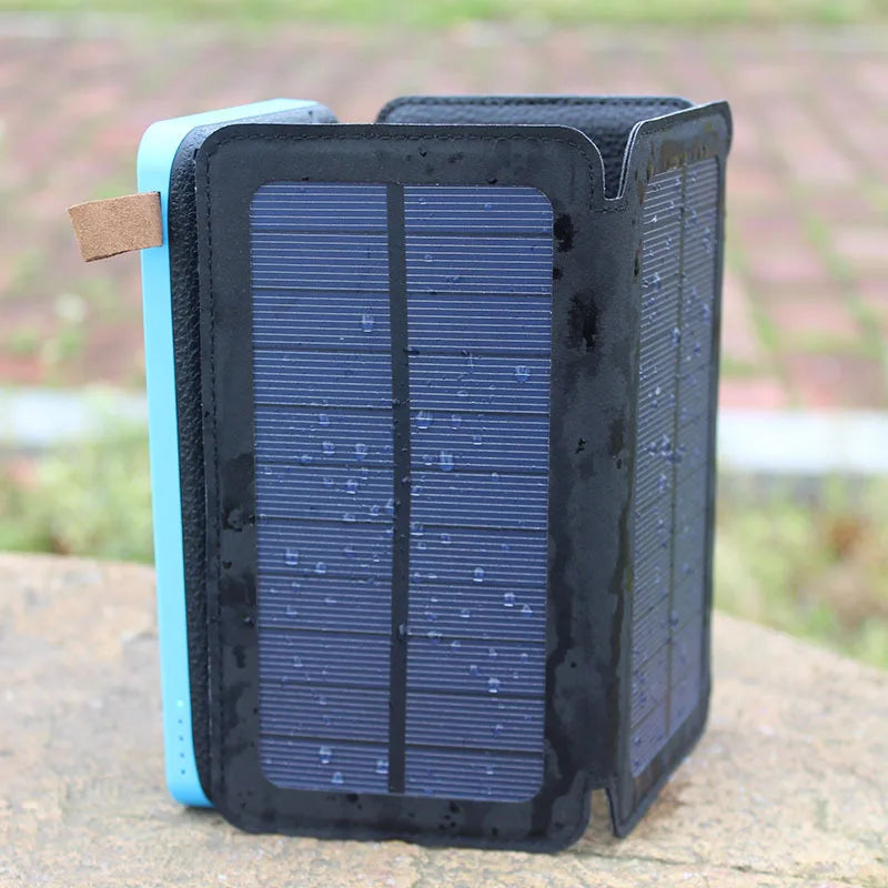 Power Bank Solaire Plustar 4 Panneaux, 10000mAh, Noir