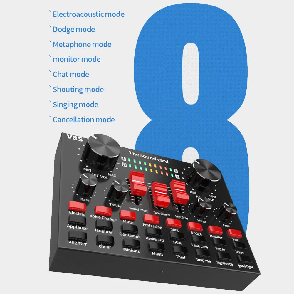 Microphone BM800 + Carte Son V8S Bluetooth – Kit Studio Complet