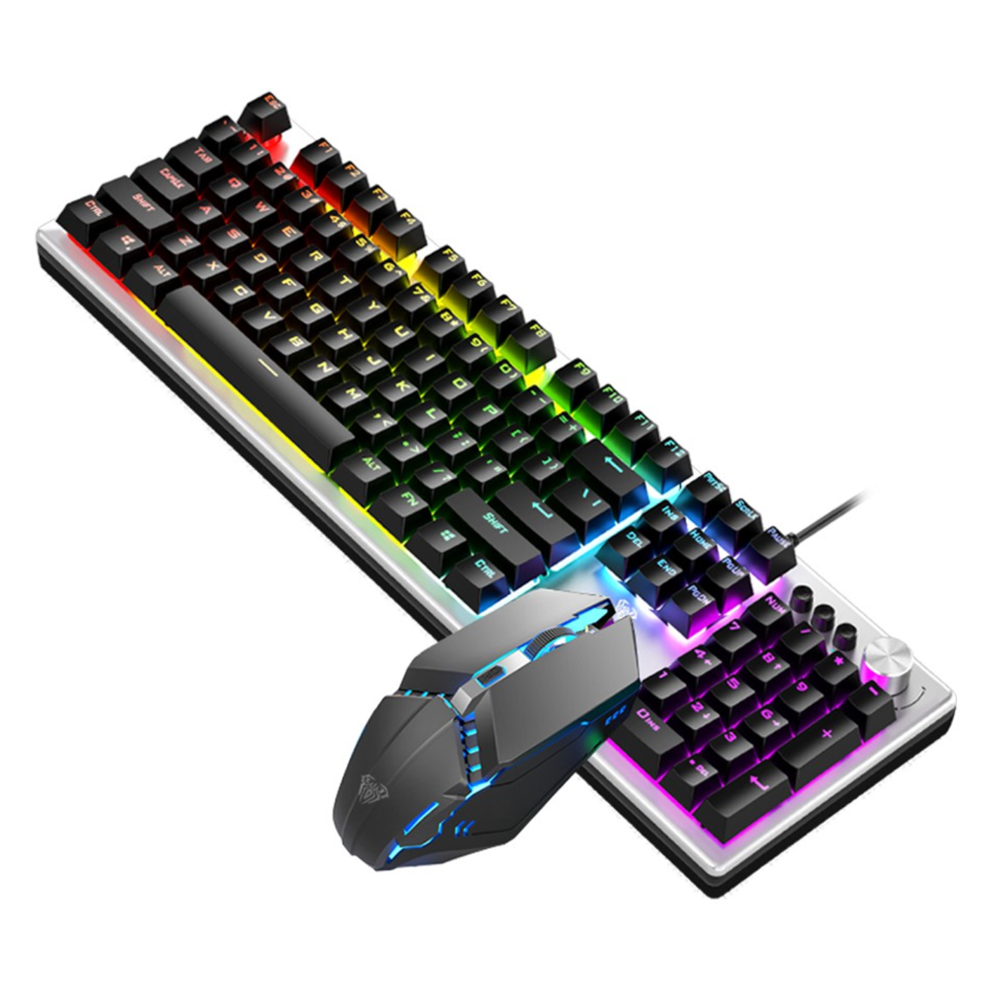AULA T200 – Combo Clavier et Souris Gaming avec Rétroéclairage Coloré et Molette Multifonction