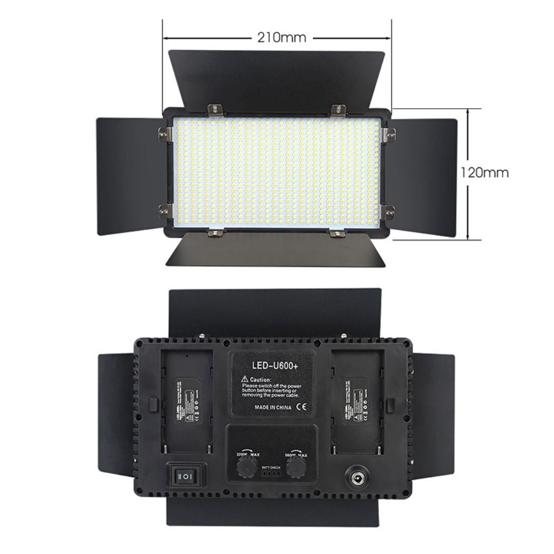 Panneau LED Vidéo Bi-Color Dimmable 40W avec Adaptateur Secteur et Trépied 2M (Sans Batterie)