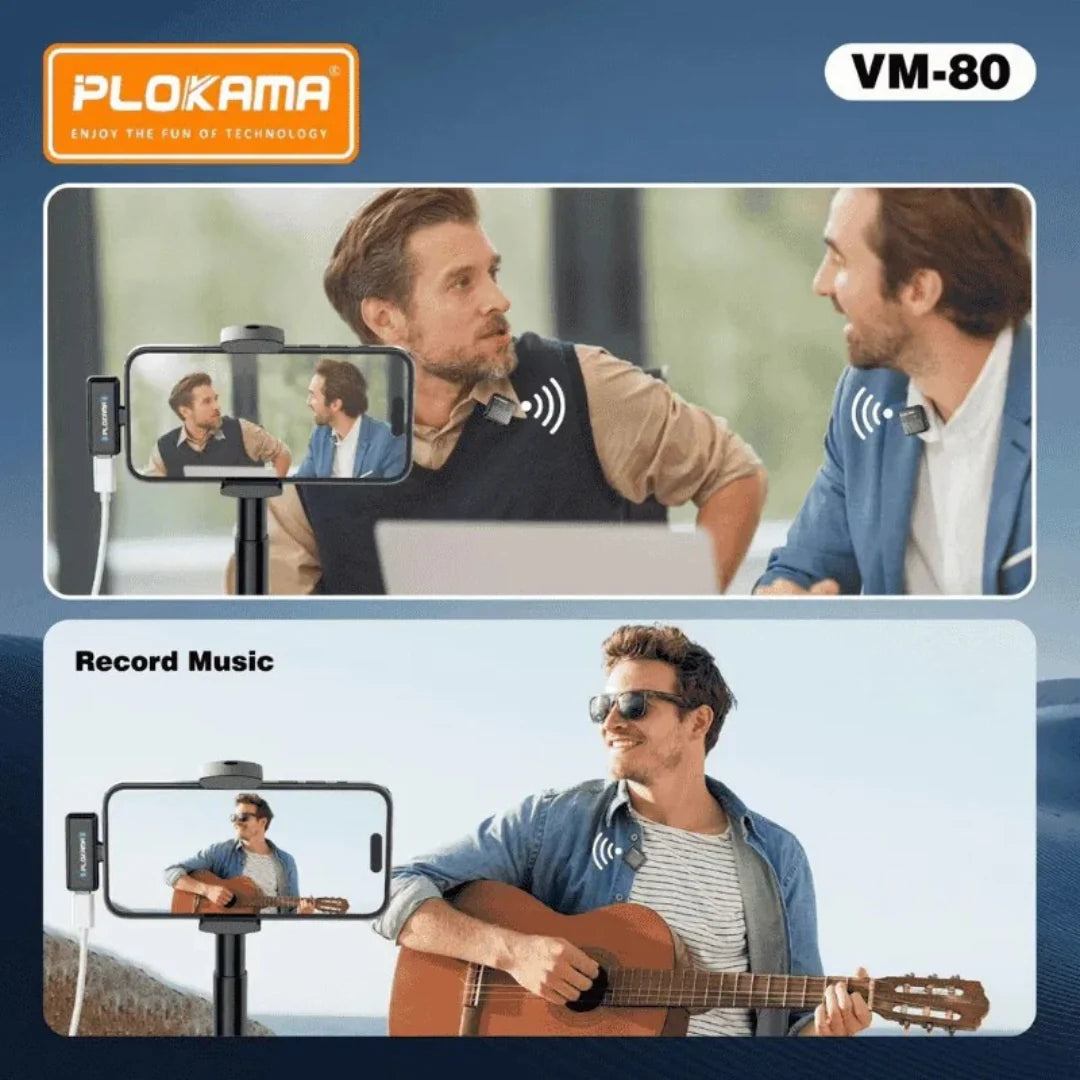Microphone Sans Fil Double Plokama VM-80 Type-C & Lightning