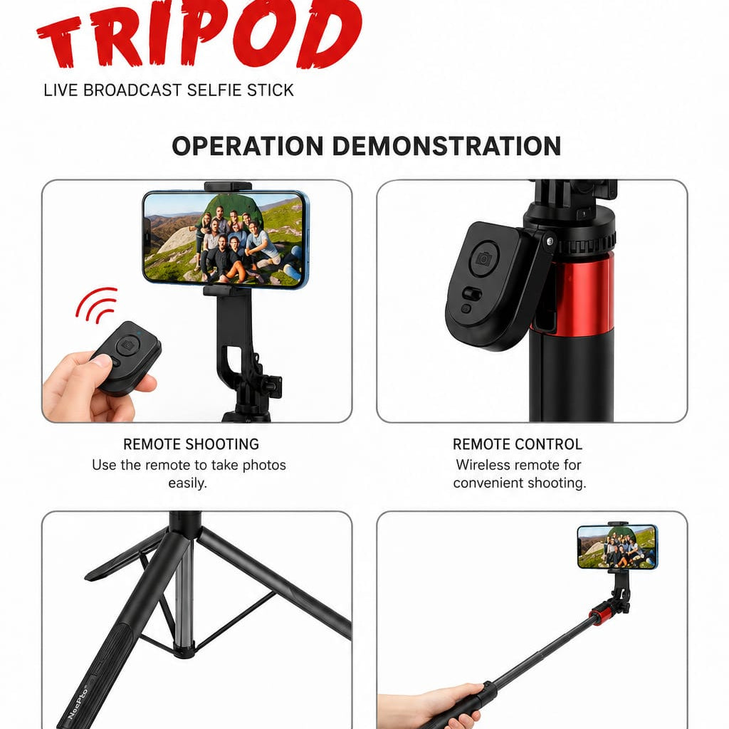 NeePho NP-L2 Selfie Stick Trépied 1.70m Bluetooth Smartphone