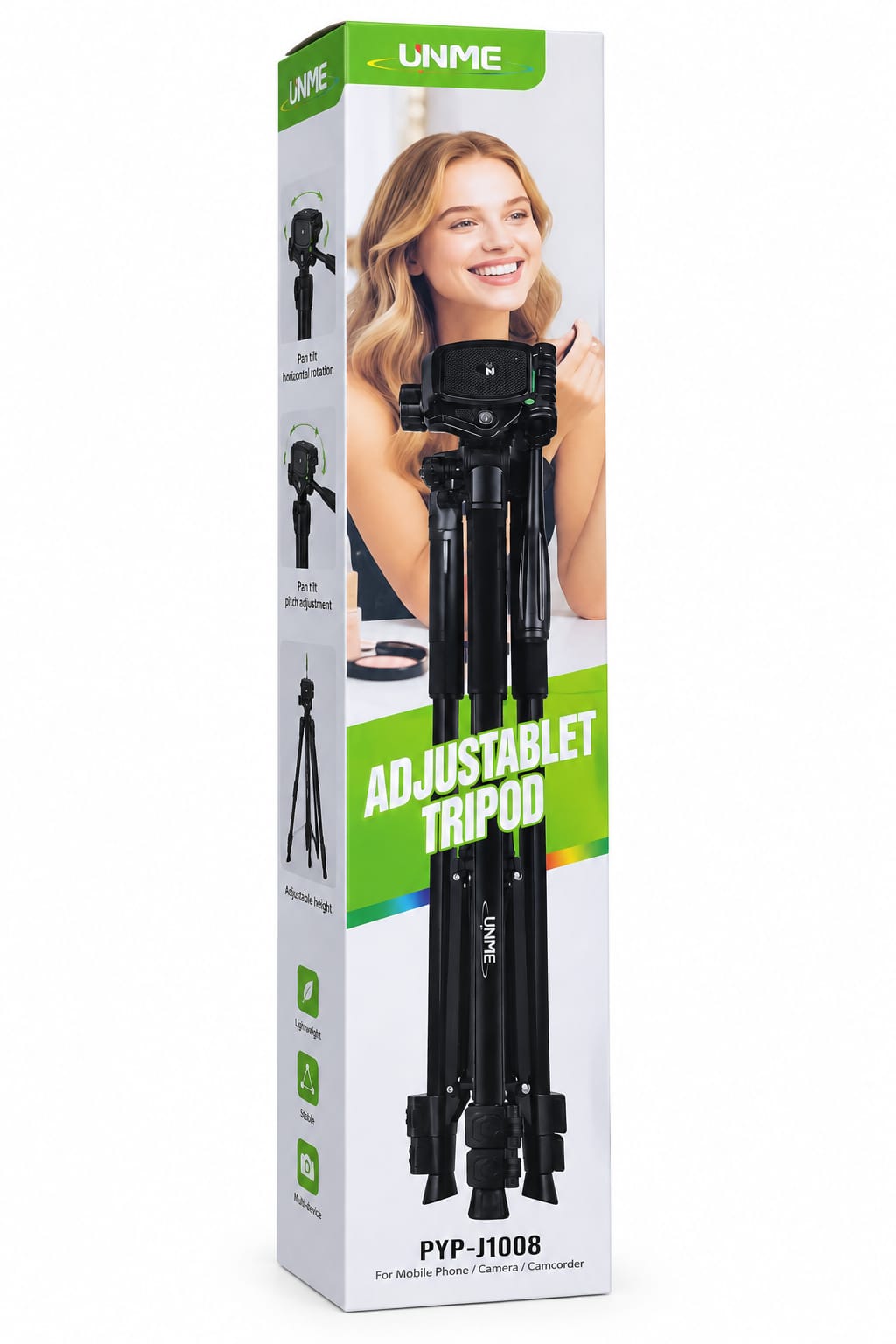 Trépied UNME J1008 1,62 m pour Smartphone, Appareil Photo et Caméra