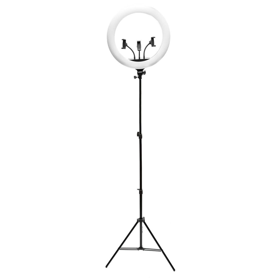 Ring Light MJ18 RGB LED (45 cm) avec Trépied Métallique et Télécommandes - Lumière Blanche, Chaude et Arc-en-Ciel