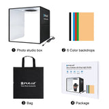 PULUZ – Boîte à Lumière Pliable 25cm pour Studio Photo avec 6 Fonds de Couleur et Éclairage LED