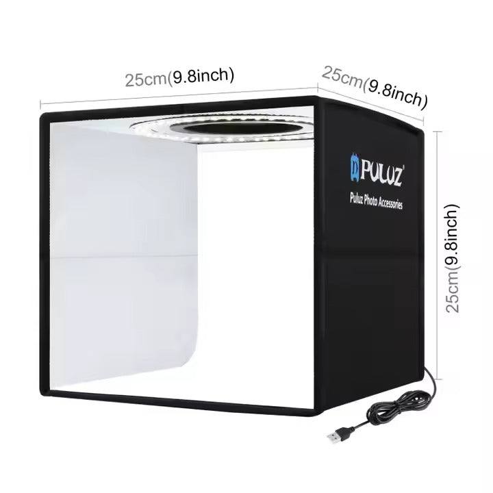 PULUZ – Boîte à Lumière Pliable 25cm pour Studio Photo avec 6 Fonds de Couleur et Éclairage LED