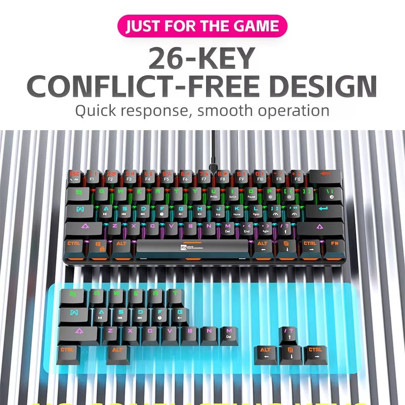 لوحة مفاتيح ميكانيكية للألعاب RGB 61 مفتاح – R8 1037