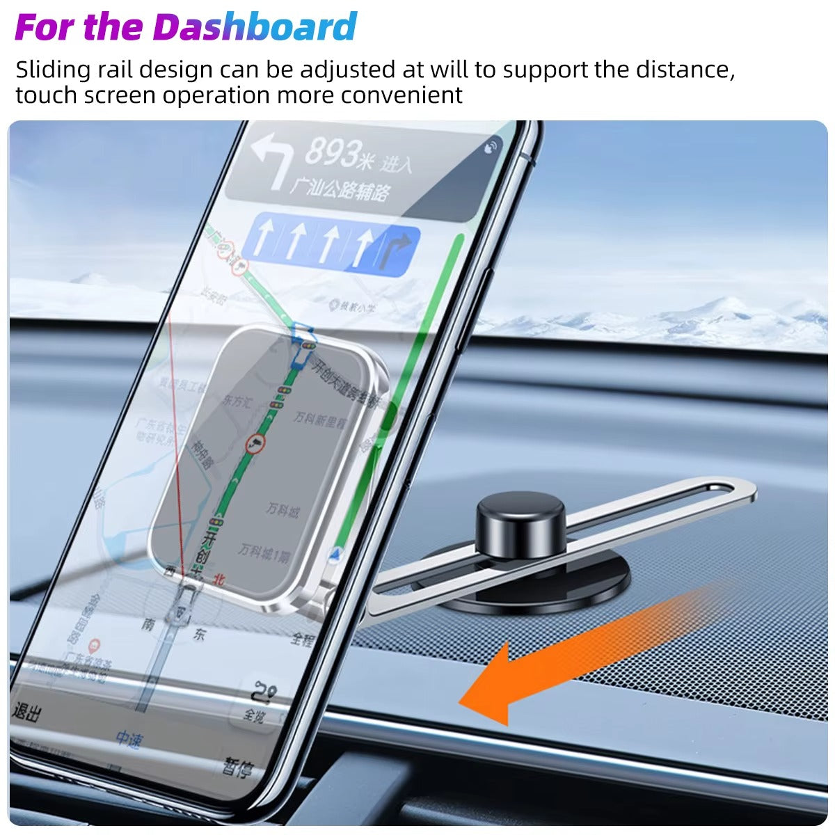 Support Téléphone Voiture Magnétique Invisible en Métal 360°